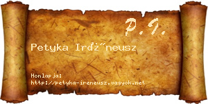 Petyka Iréneusz névjegykártya